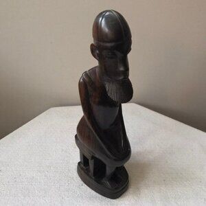 African Ebony Wood Carving Old Man